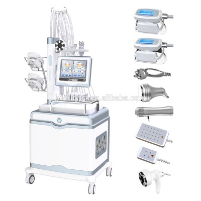 High Quality TSL vertical lipolaser cavitation rf equipment with shock wave therapy+vacuum+freezefat machine